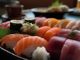 Fresh Sushi Nigiri  and Sashimi Platter