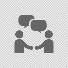 Businessman meeting with bubble and handshake. Simple isolated vector icon eps 10. Business agreement symbol sign.