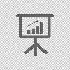 Graph increase on board. Chart up simple isolated illustration.