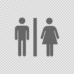 Lady and man toilet sign vector icon eps 10. Restroom symbol. Simple isolated illustration on transparent background.