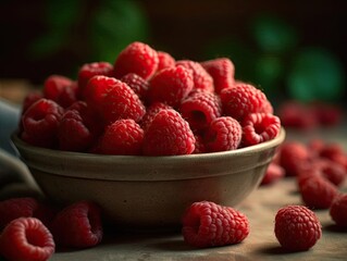 Red Juicy Fresh Raspberries and Healthy and 4K.