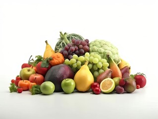 Naklejka na ściany i meble Fruits and vegetables on white background and Image of produce.
