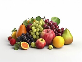 Naklejka na ściany i meble Fruits and Vegetables on White Background Image.
