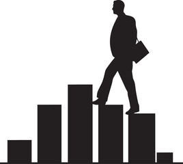 Businessman walking up on diagram, silhouette. Business concept Vector illustration, SVG
