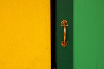 Metal window vertical open closeup view.