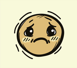 Sad emoticon vector illustration design, hand drawn