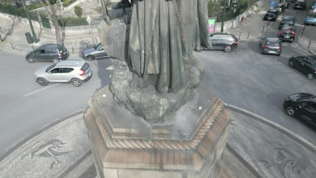 aerial view of Pedro &Aacute;lvares Cabral located on roundabout in estrela, Lisbon, Portugal.