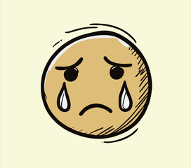 Sad emoticon vector illustration design, hand drawn