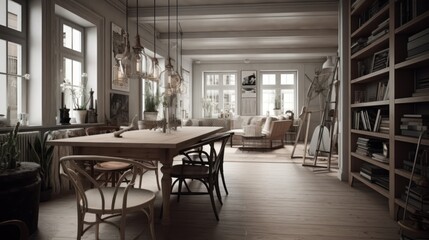 Fototapeta na wymiar Modern Minimalism: Stylish Room with White and Stone Elements - Home Interior Generative Ai