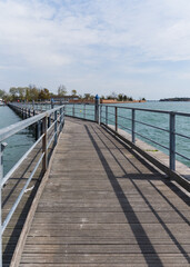 Fototapeta na wymiar Long pontoon suspended bridge In Venice, Italy