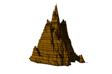 rock dark yellow texture isolated white background 3d rendering