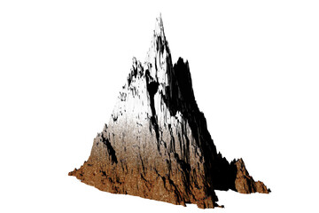 rock snow and brown texture isolated white background 3d rendering