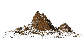 rock snow and brown texture isolated white background 3d rendering
