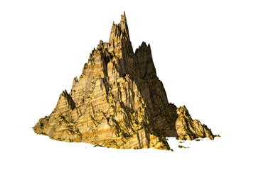 rock yellow striped texture isolated white background yellow striped 3d rendering