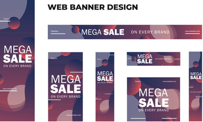 set of modern fashion web banners in standard size with a place for photos. Fashion ad banner cover header background for website design, Social media cover ads banner template.