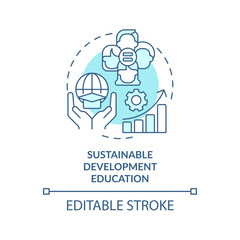 Sustainable development education turquoise concept icon. Equitable society abstract idea thin line illustration. Isolated outline drawing. Editable stroke. Arial, Myriad Pro-Bold fonts used