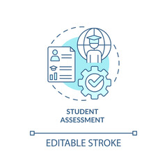 Student assessment turquoise concept icon. Global citizenship. Effective teaching abstract idea thin line illustration. Isolated outline drawing. Editable stroke. Arial, Myriad Pro-Bold fonts used