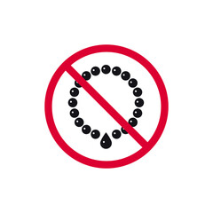 no jewelry prohibited sign, no necklace forbidden modern round sticker, vector illustration. - 592552213