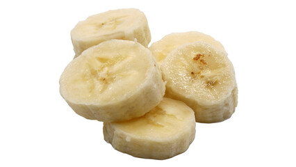Banana slices isolated on white background. Banana.
