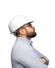 hombre de la construcción mirando hacia arriba png