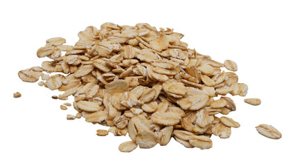 Oat flakes. Pile of oat flakes isolated on white background. 