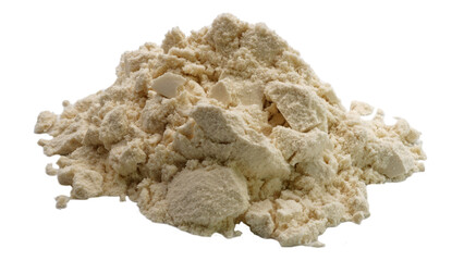 Pile of protein powder isolated on white background. Powder without background.