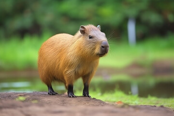 cute capybara standing on two legs