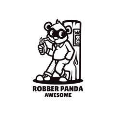 Illustration vector graphic of Robber Panda, good for logo design