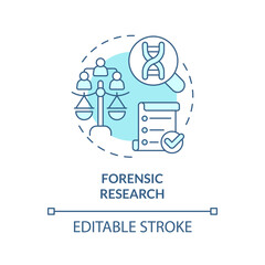 Fototapeta premium Forensic research blue concept icon. Investigation. Genealogical research motivation abstract idea thin line illustration. Isolated outline drawing. Editable stroke. Arial, Myriad Pro-Bold fonts used