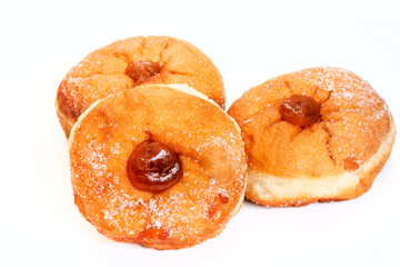 Jam doughnuts isolated on white