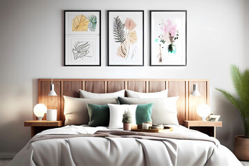 Modern bed room interior design. Generative ai.