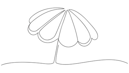 Continuous line drawing of beach umbrella. Summer vacation concept. Vector illustration