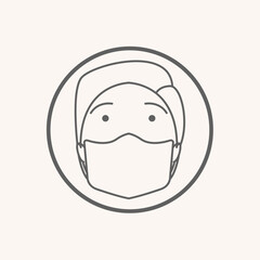 icon for world nurses day, line art of a male nurse's face.