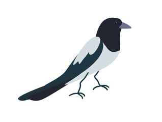 Concept Hello autumn with bird raven crow. This illustration features a flat, vector design of a cartoon raven or crow perched on a branch with autumn leaves. Vector illustration.