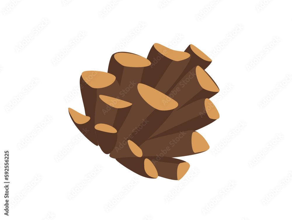 Poster concept hello autumn with forest cone tree. this illustration is a flat vector cartoon design featur