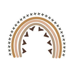 Hand drawn boho rainbows in pastel colors illustration