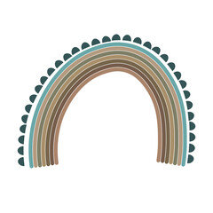 Hand drawn boho rainbows in pastel colors illustration