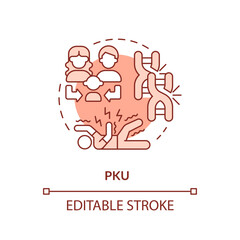 PKU red concept icon. Metabolic disorder. Neurology. Hereditary disease abstract idea thin line illustration. Isolated outline drawing. Editable stroke. Arial, Myriad Pro-Bold fonts used