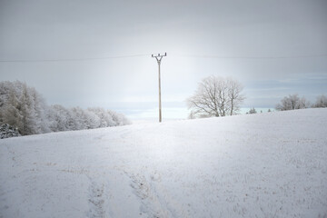 Obraz premium winter landscape in the Czech Republic. Landscape covered with snow.