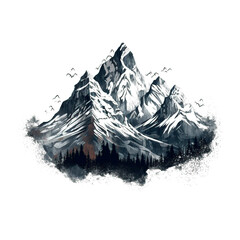 mountain range white background
