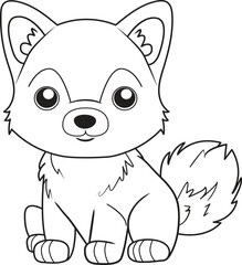 Cute dog cartoon. Black and white lines. Coloring page for kids. Activity Book.