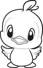 A bird cartoon. Black and white lines. Coloring page for kids. Activity Book. 