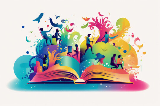 Book Festival Concept for World Poetry Day illustration, poster and banner isolated on white background. Generative AI