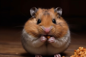 brown hamster eating a snack or food - AI Generated