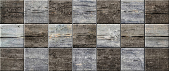 Square dark and light wood tiles background