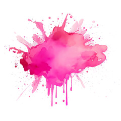 Abstract pink watercolor splash on transparent png background. Generative ai.