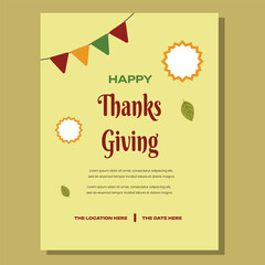 Trendy Thanksgiving templates. Good for poster, card, invitation, flyer, cover, banner, placard, brochure and other graphic design. Vector illustration.