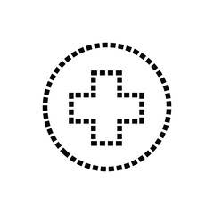Medical cross  icon design in dashed line style, plus sign vector