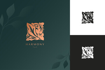 Abstract elegant floral logo design for flier or flower shop or beauty