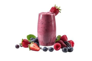 Berries smoothie freshness isolated on transparent background. Generative Ai